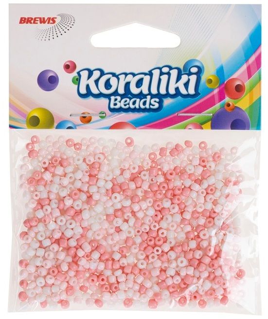 Koraliki akrylowe 35mm biało-różowe KZ11 Brewis