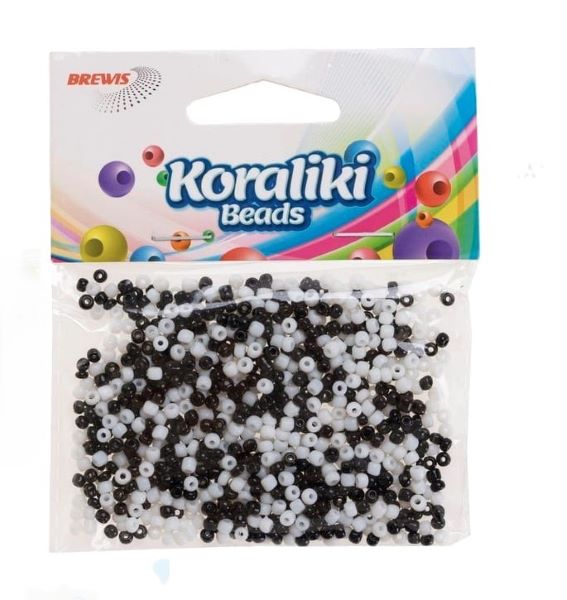 Koraliki akrylowe 35mm biało-czarne KZ12 Brewis