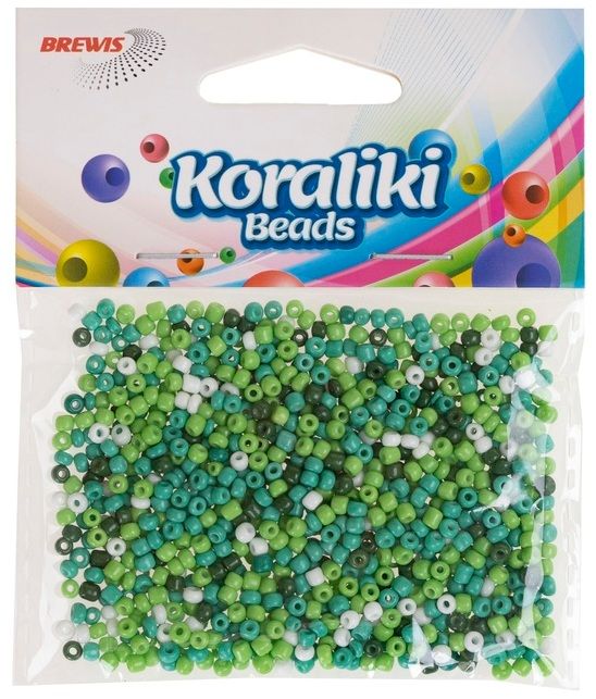 Koraliki akrylowe 35mm biało-zielone KZ15 Brewis