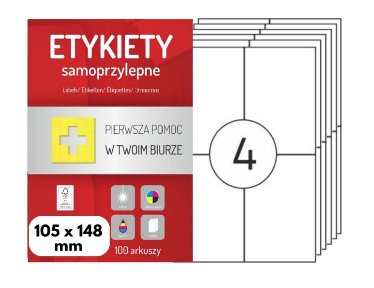 Etykiety samoprzylepne A4 105x148 100ark. Dalpo