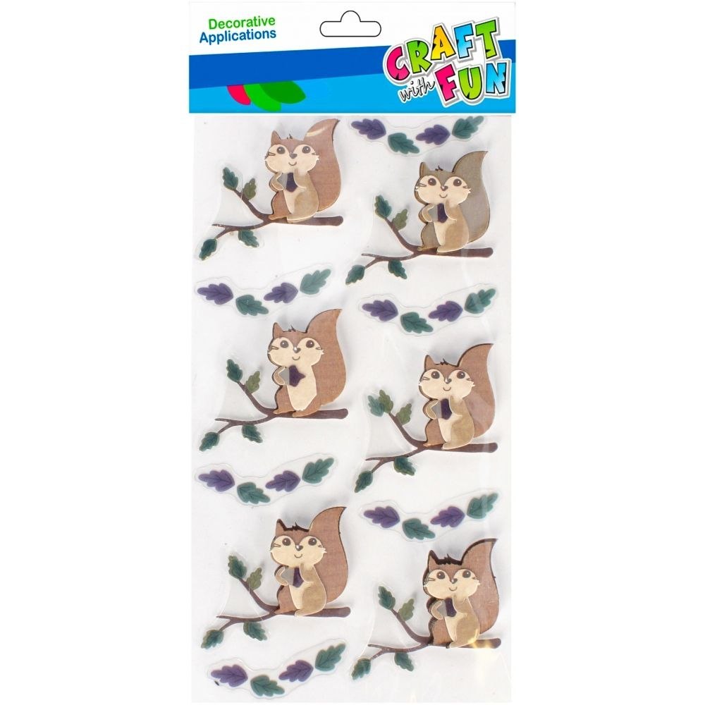 Ozdoba BN naklejki 3D Wiewiórki 6szt 501764 Euro-trade