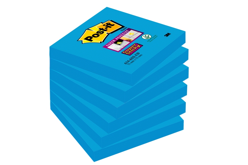 Karteczki samoprzylepne Post-it Super Sticky elektryzujący błękit 76x76mm 90k