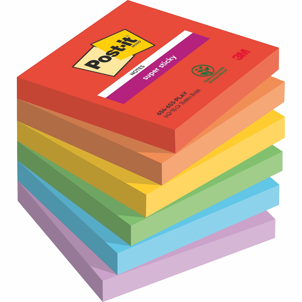 Karteczki samoprzylepne Post-it Super Sticky Playful 76x76mm 6x90k