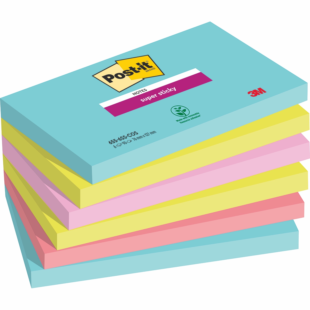 Karteczki samoprzylepne Post-it Super Sticky Cosmic 76 x 127 mm 6 x90 karteczek