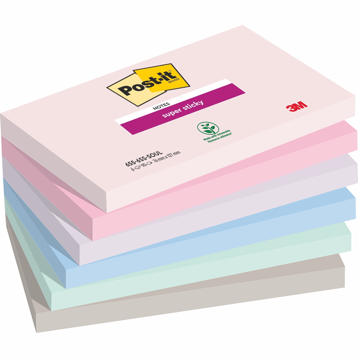 Karteczki samoprzylepne Post-it Super Sticky Soulful 76x127mm 6x90k
