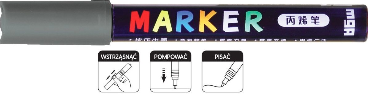 Marker akrylowy 1-2mm ciemnoszary MG APL911-8 GDD