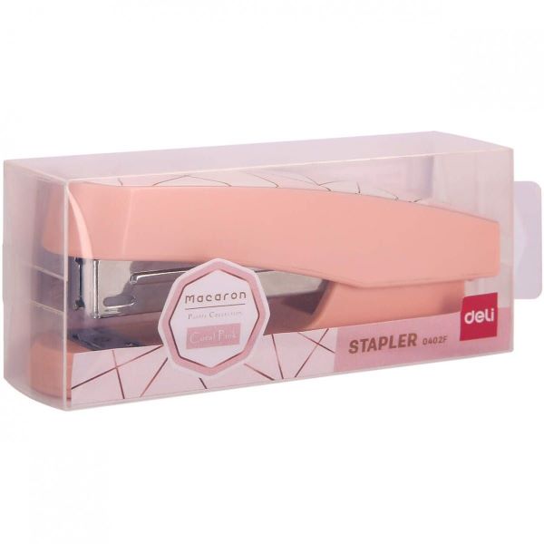 Zszywacz DELI do 25 kartek 24/6 & 26/6 seria Macaron różowy E0402F_PINK WPC