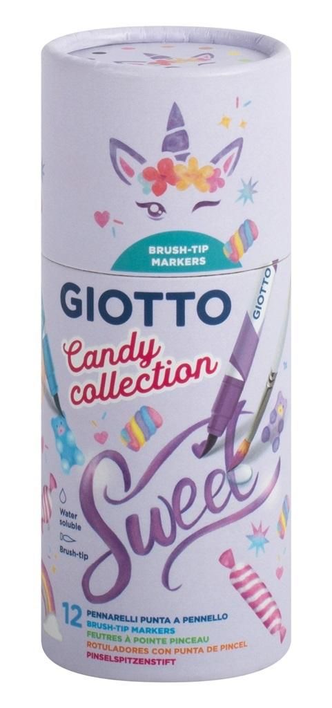 Markery pędzelkowe 12 kol. (tuba) Giotto Turbo Soft Brusch Candy  427700 Fila