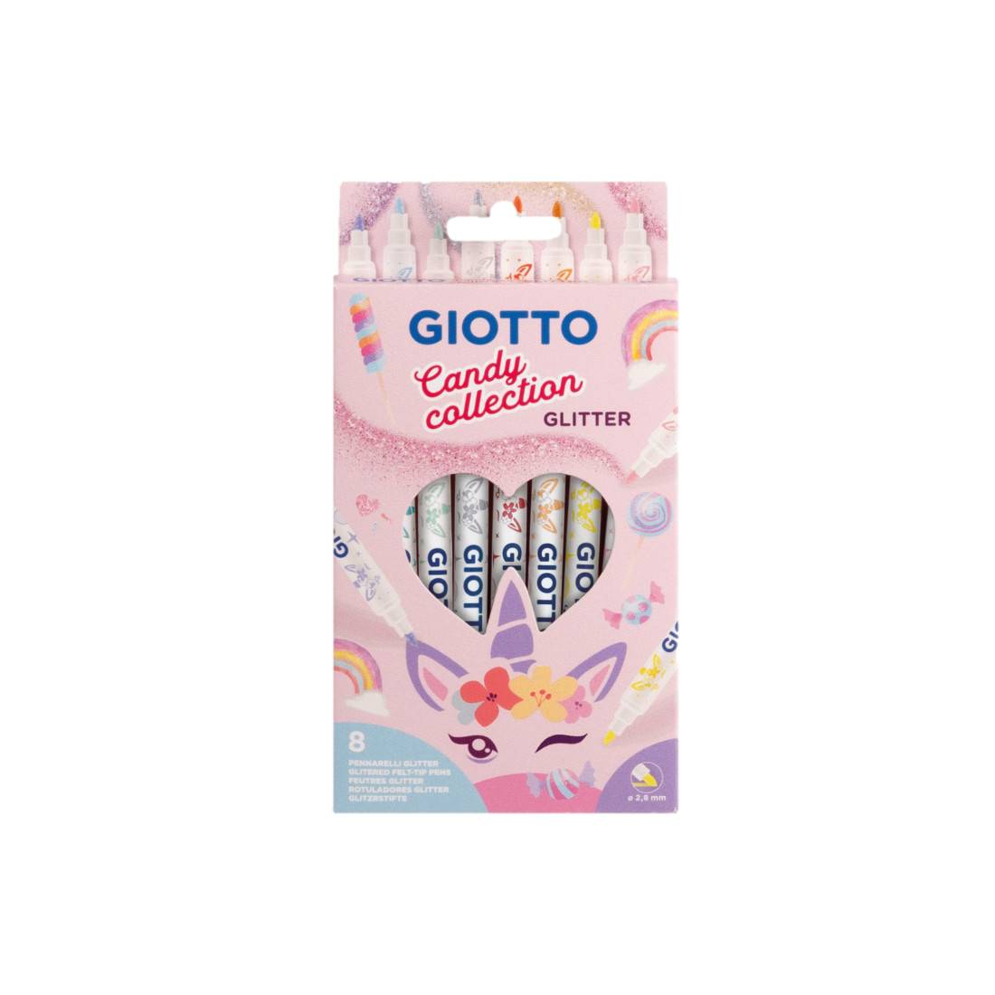 Box 8 Giotto Turbo Glitter Pastel Candy 428500 Fila