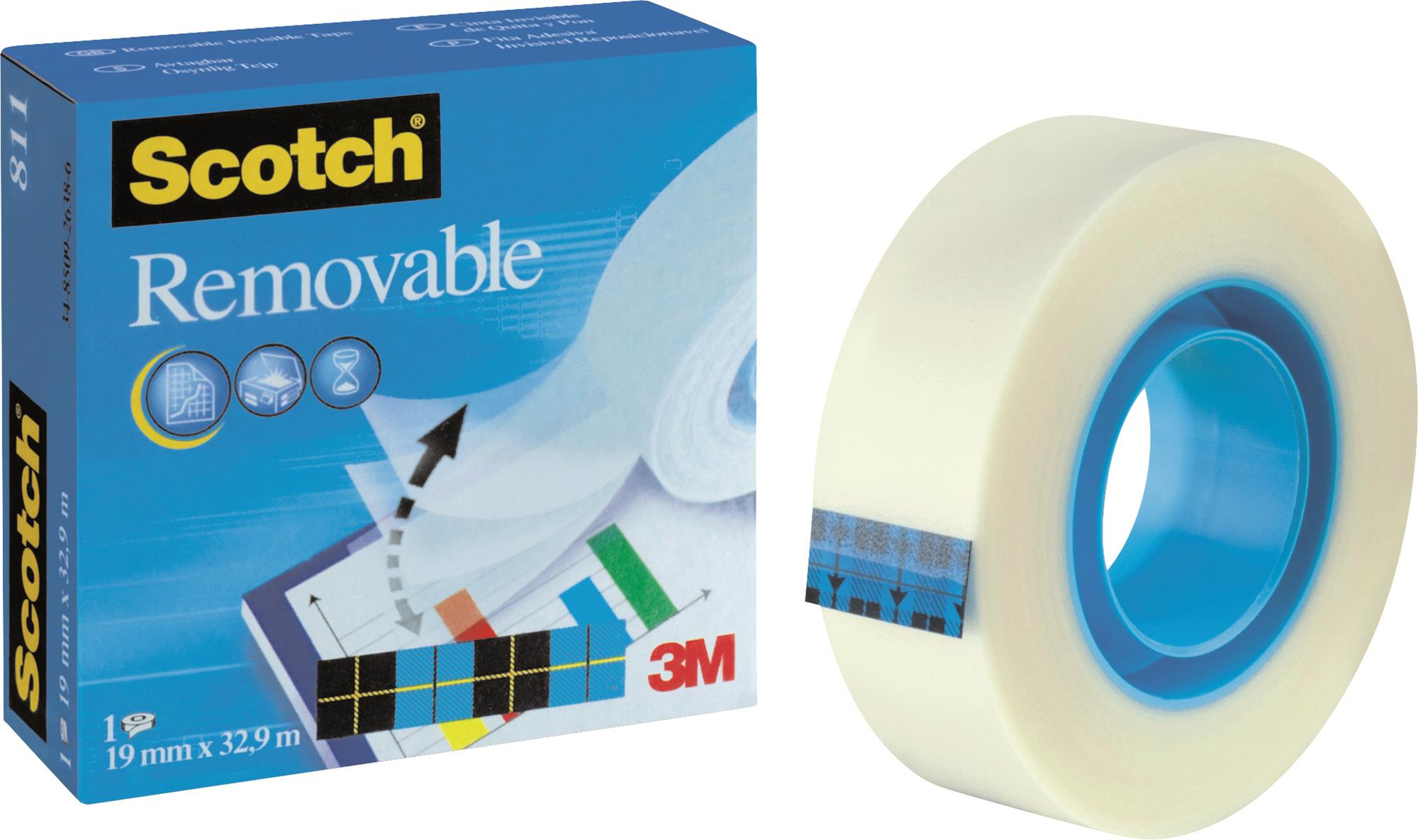 Taśma klejąca Scotch Removable 19mmx33m odklejana
