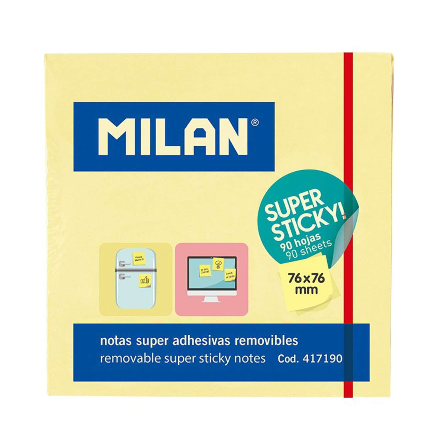 Notes samoprzylepny 76x76mm 90k Super Sticky 417190 Milan