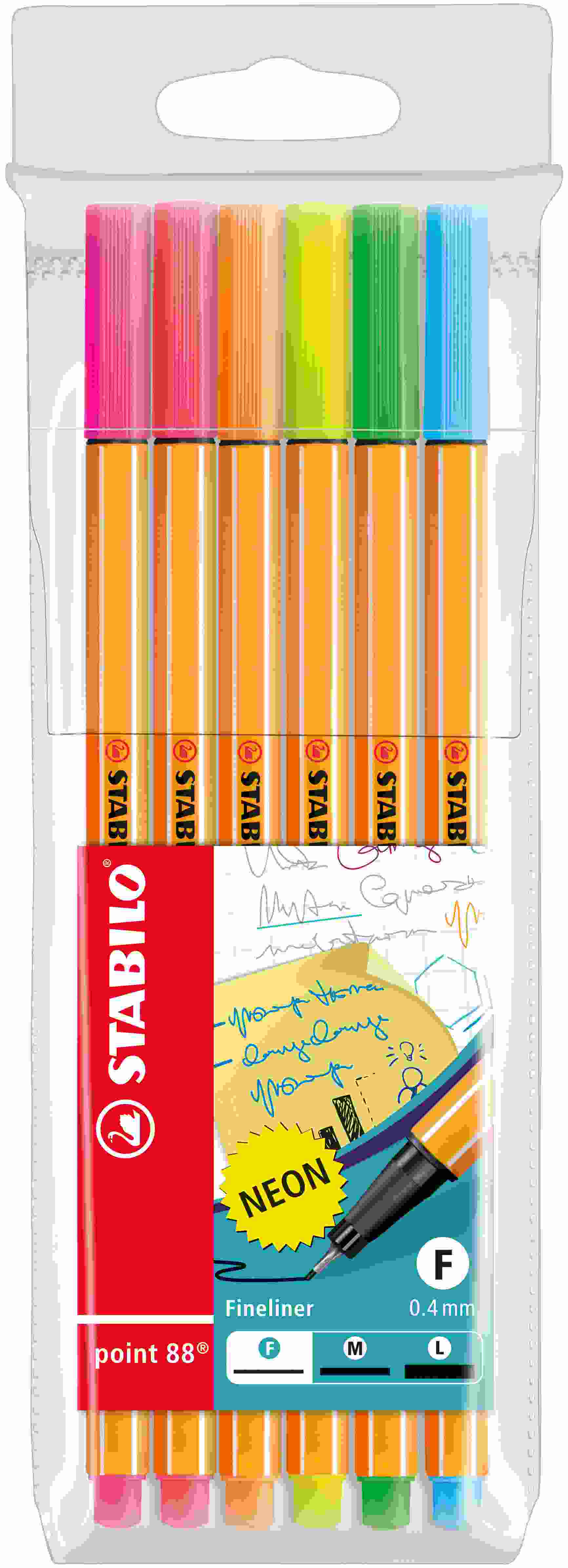 Cienkopisy Stabilo Point Neon 6kol. etui