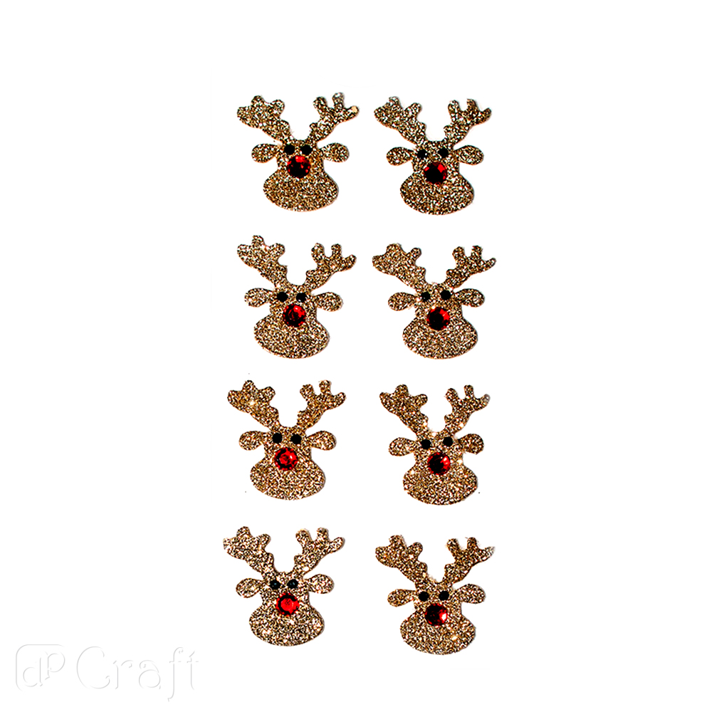 Naklejki brokatowe 3D Renifery (8 szt.) DPNB-008 Dalprint