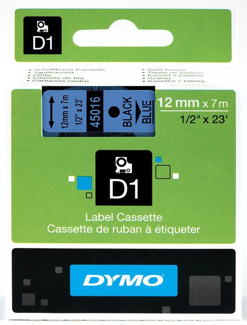 Taśma Dymo 45016 D1 12mm x 7m czarna/niebieski nadruk