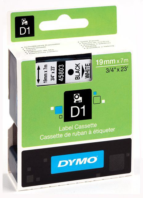 Taśma Dymo 45803 D1 19 mm x 7 m czarny/biały nadruk