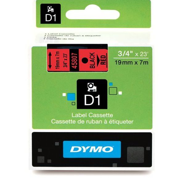 Taśma Dymo 45807 D1 19mm x 7m  czarna/czerwony nadruk