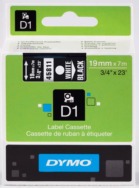 Taśma D1 Dymo 19 mm x 7 m - S0720910 - 45811 biały/czarny