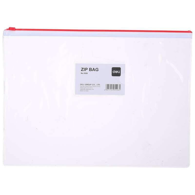 Teczka na suwak PVC A4 czerwona Deli E5526_RED