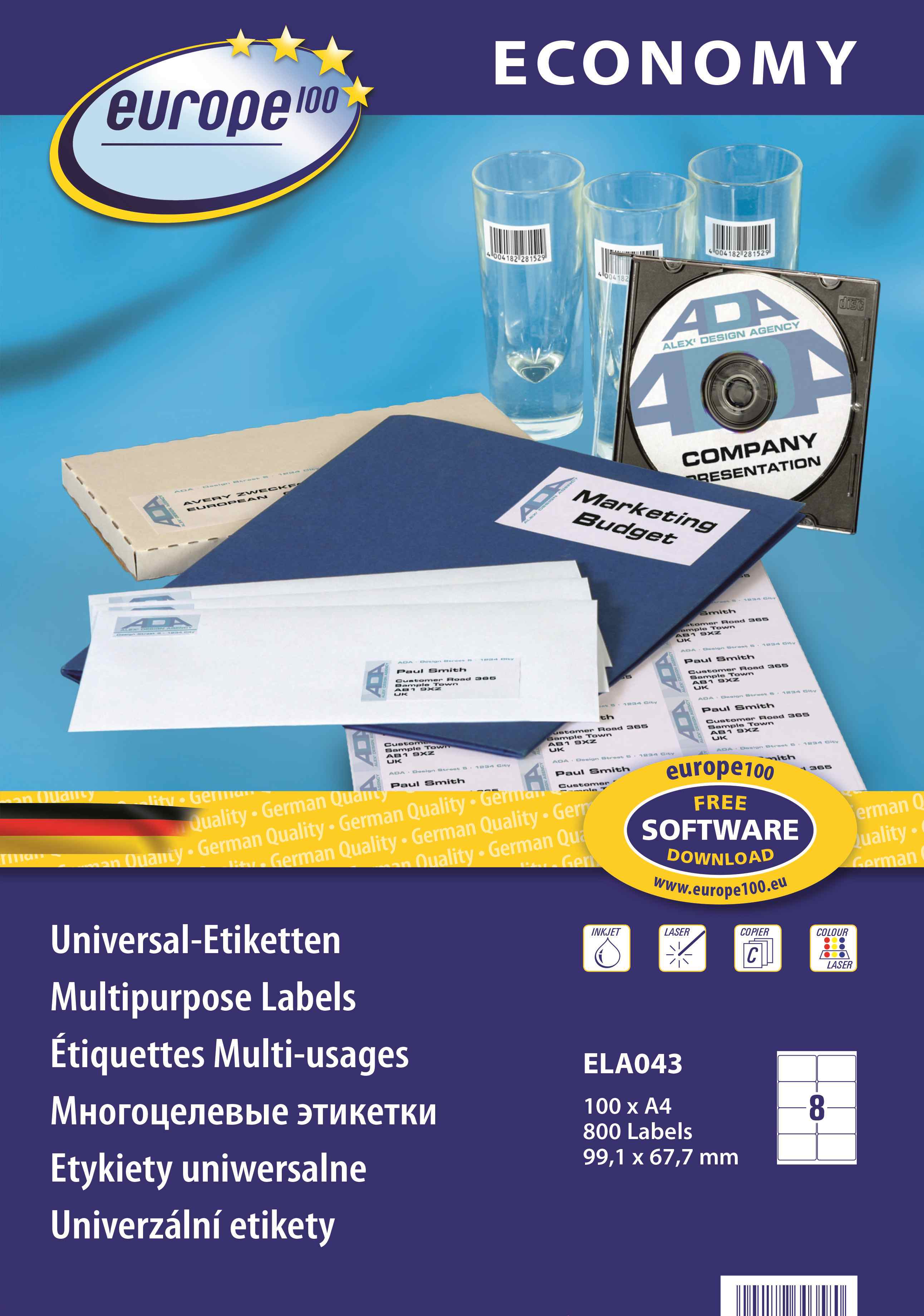 Etykiety uniwersalne Economy Europe100 99,1x67,7 mm
