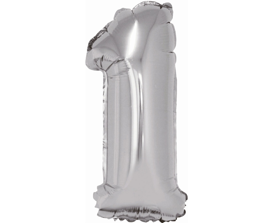 Balon foliowy ,,Cyfra 1" srebrna 91cm GoDan