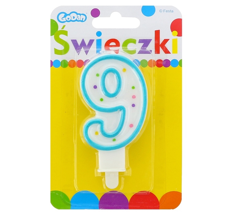 Świeczka cyferka z kropeczkami 9 GoDan