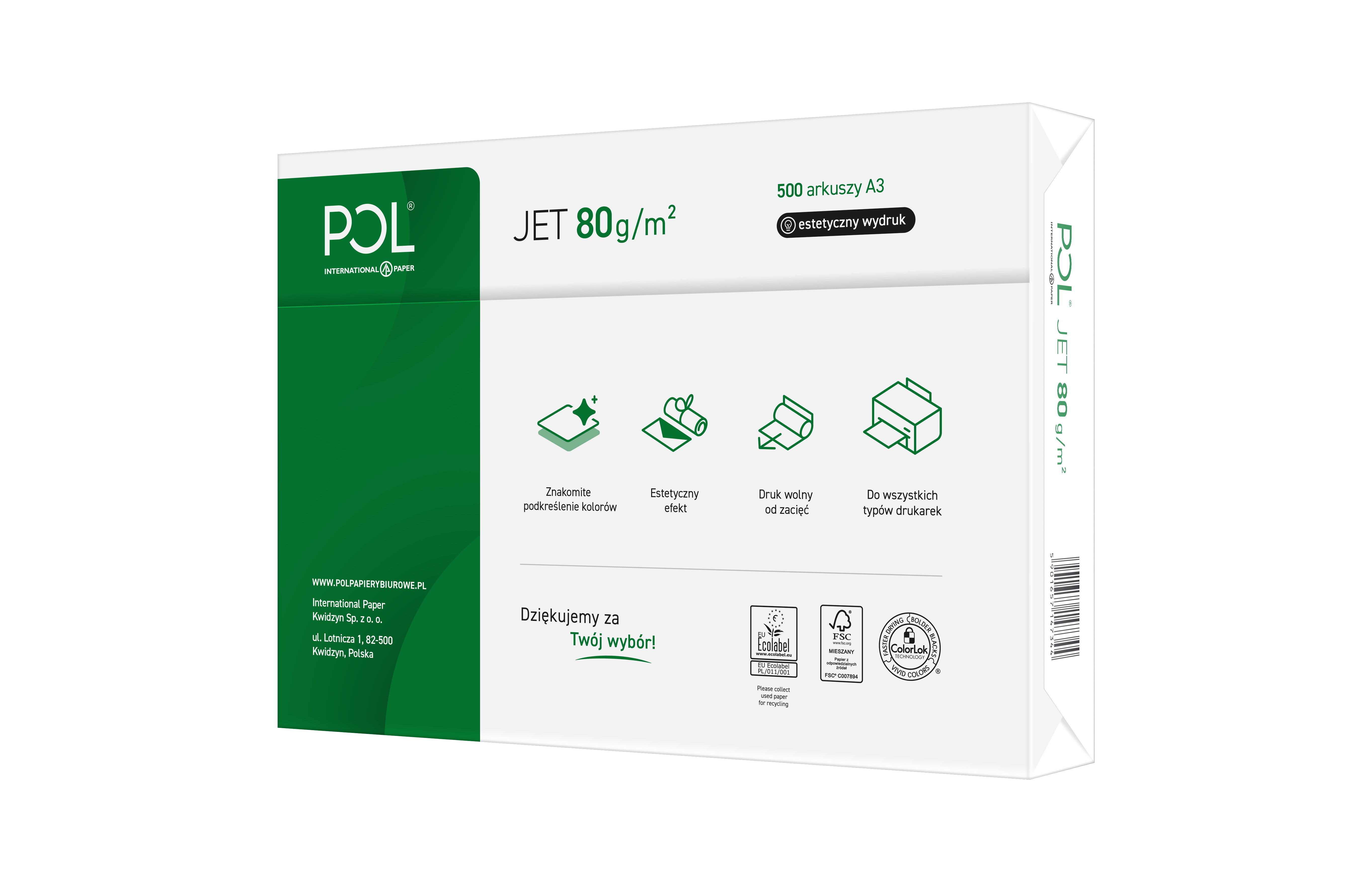 Papier ksero Pol Jet  A3/80g