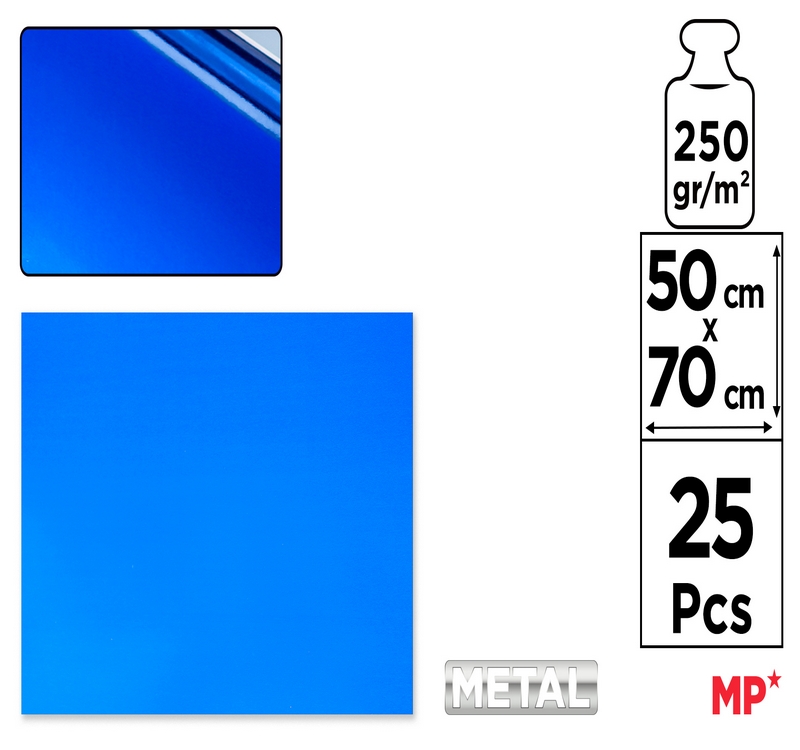 Brystol metaliczny 50x70cm 250g niebieski PN264 MP