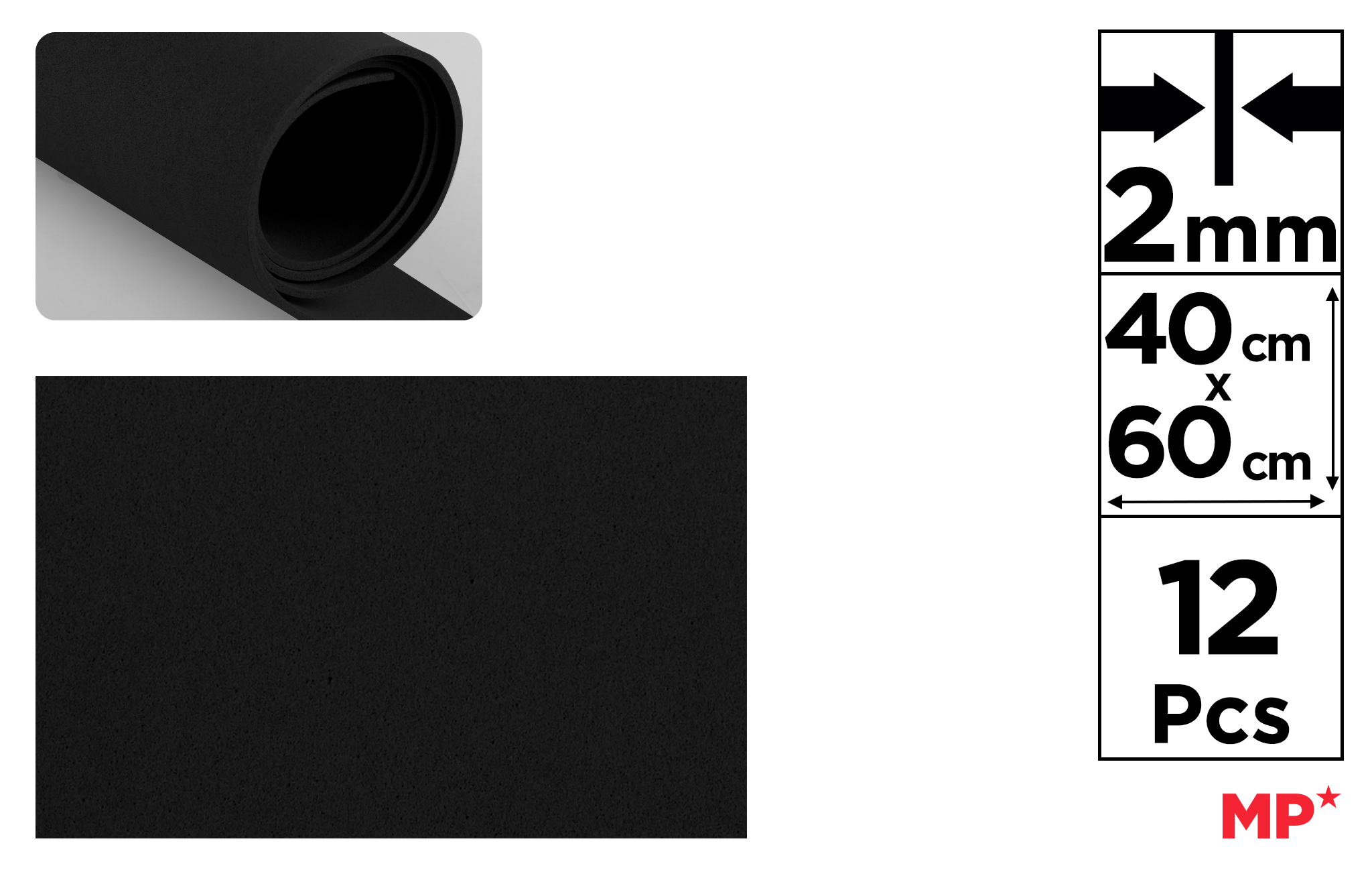 Pianka dekoracyjna EVA 40X60CM czarna PN556 MP