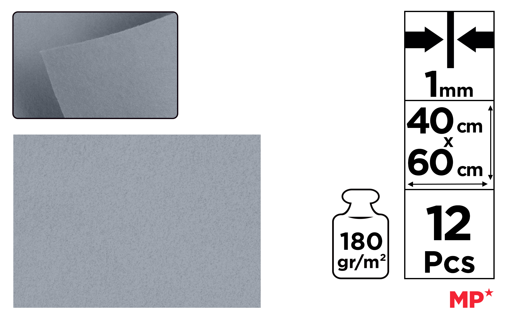 Filc dekoracyjny 40X60CM szary PN687 MP