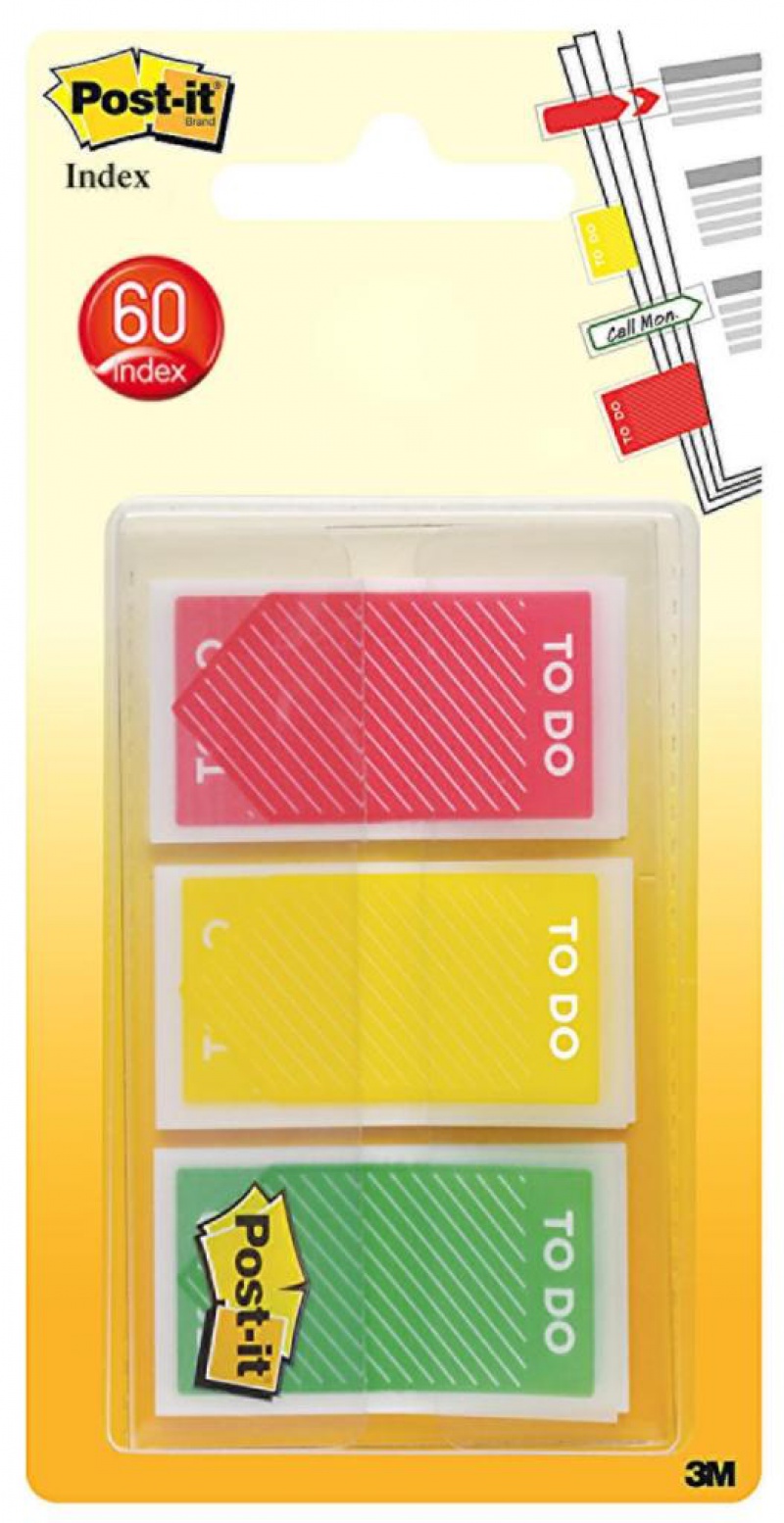 Zakładki Post-it To Do, kolory świateł drogowych, 23,8x43,2mm, 3x20 zakładek