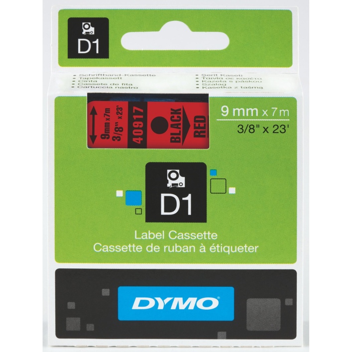 Taśma Dymo 40917 D1 9mmx7m czerwony/czarny nadruk