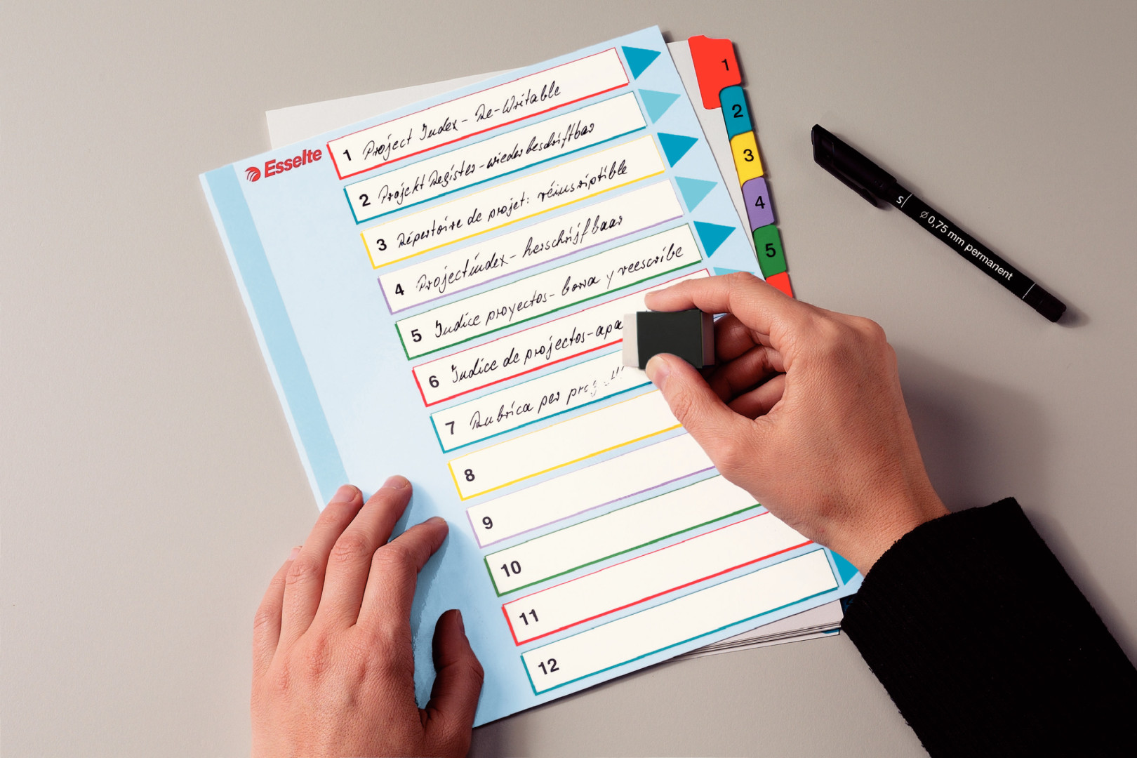 Przekładki numeryczne Esselte Mylar Maxi A4+ 10k.