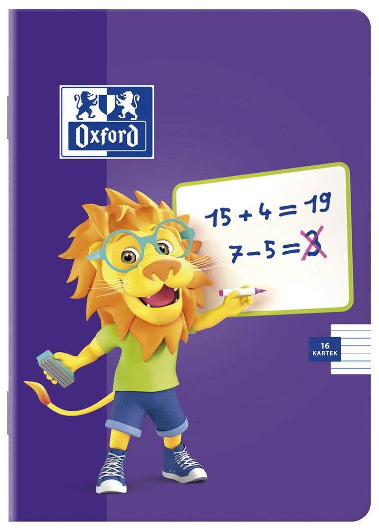 Zeszyt w podwójną linię A5/16 Oxford Lion 90g mix kolorów