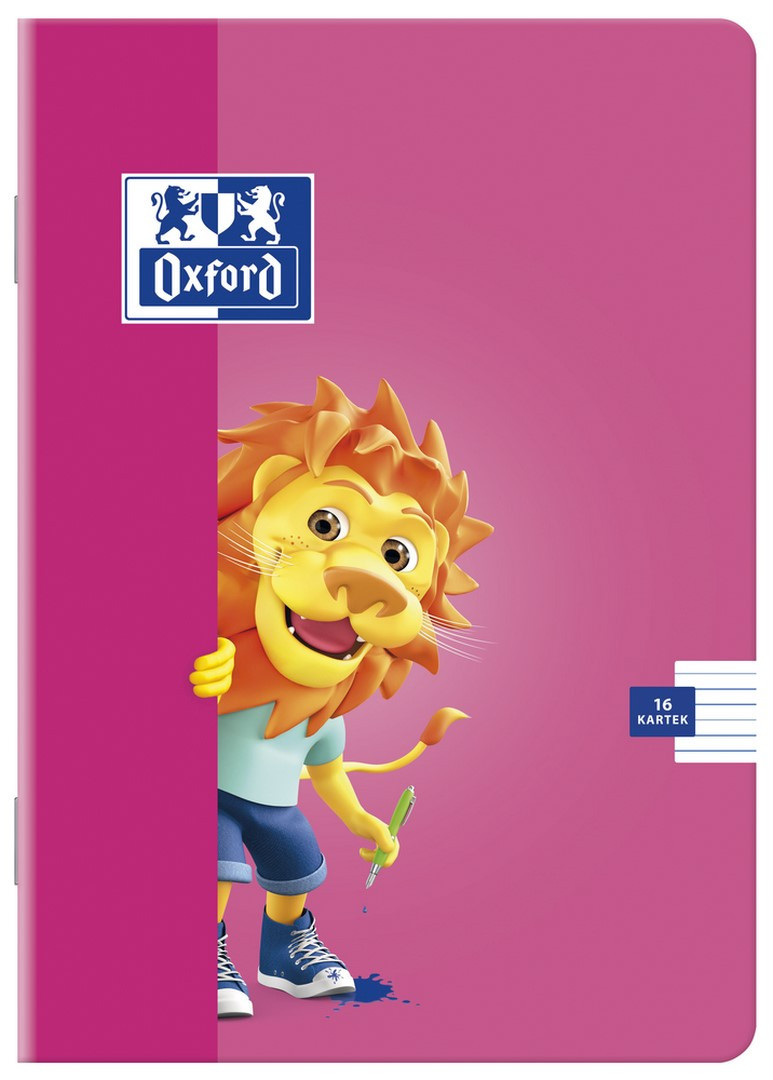 Zeszyt w podwójną linię A5/16 Oxford Lion 90g mix kolorów