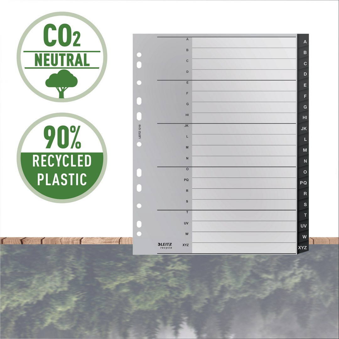 Przekładki A4 A-Z PP czarne Leitz Recycle