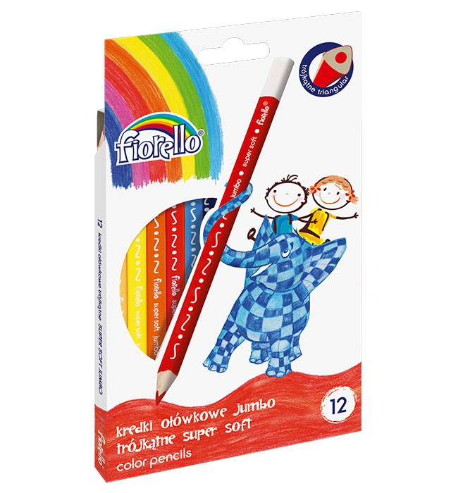 Kredki ołówkowe trójkątne Jumbo Super Soft 12 kolorów Fiorello