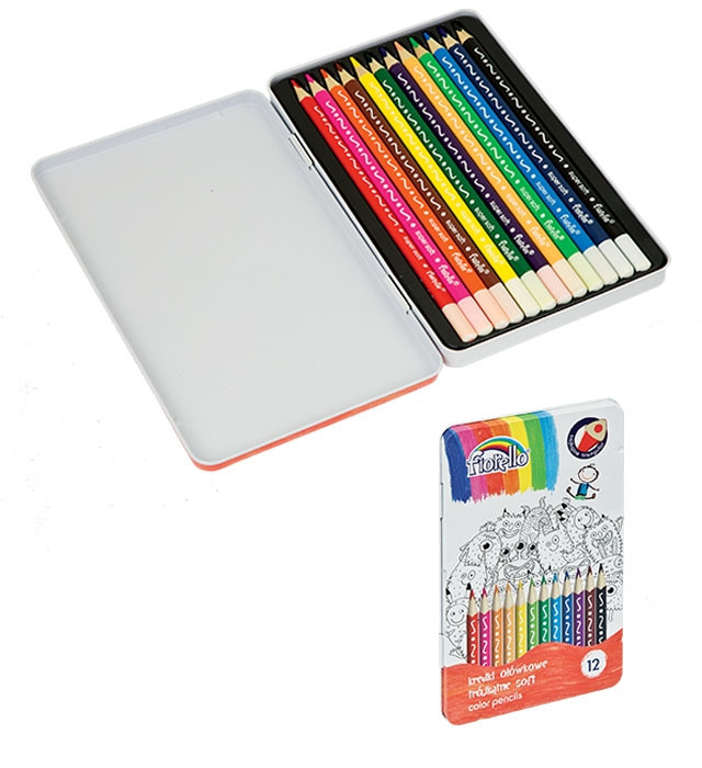 Kredki ołówkowe Super Soft Fiorello 12kol w metalowym etui