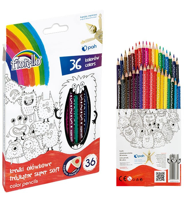 Kredki ołówkowe trókątne Super Soft 36 kolorów