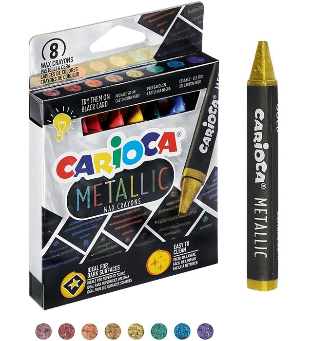 Zestaw - Kredki świecowe metaliczne 8 kolorów Carioca