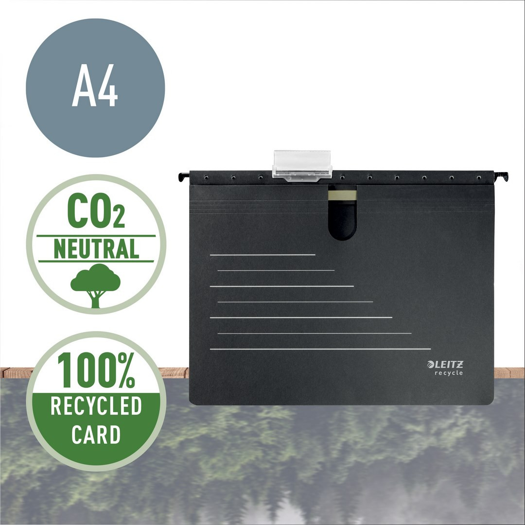 Kartonowy skoroszyt zawieszany Leitz Alpha® Recycle czarny