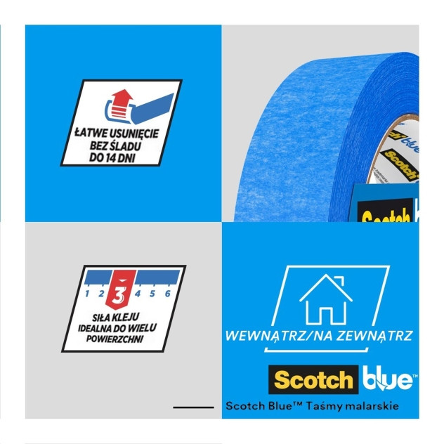 Taśma malarska 3M Scotch Blue niebieska 24mm 3rol