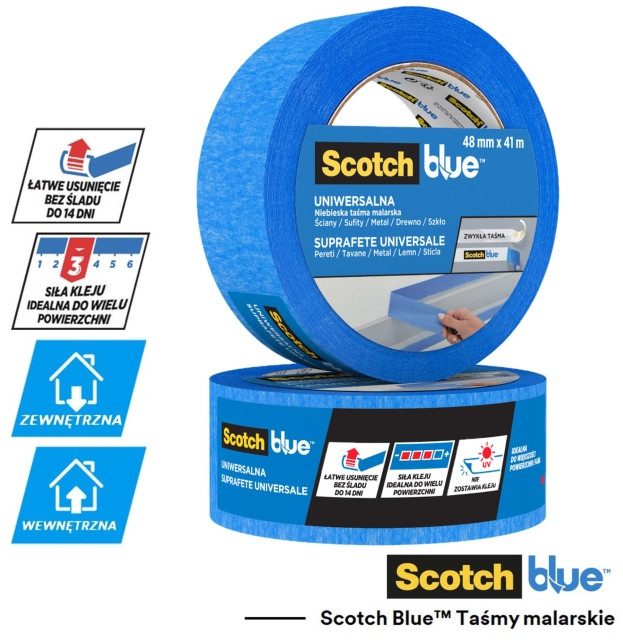 Taśma malarska 3M Scotch Blue niebieska 48mm 3rol