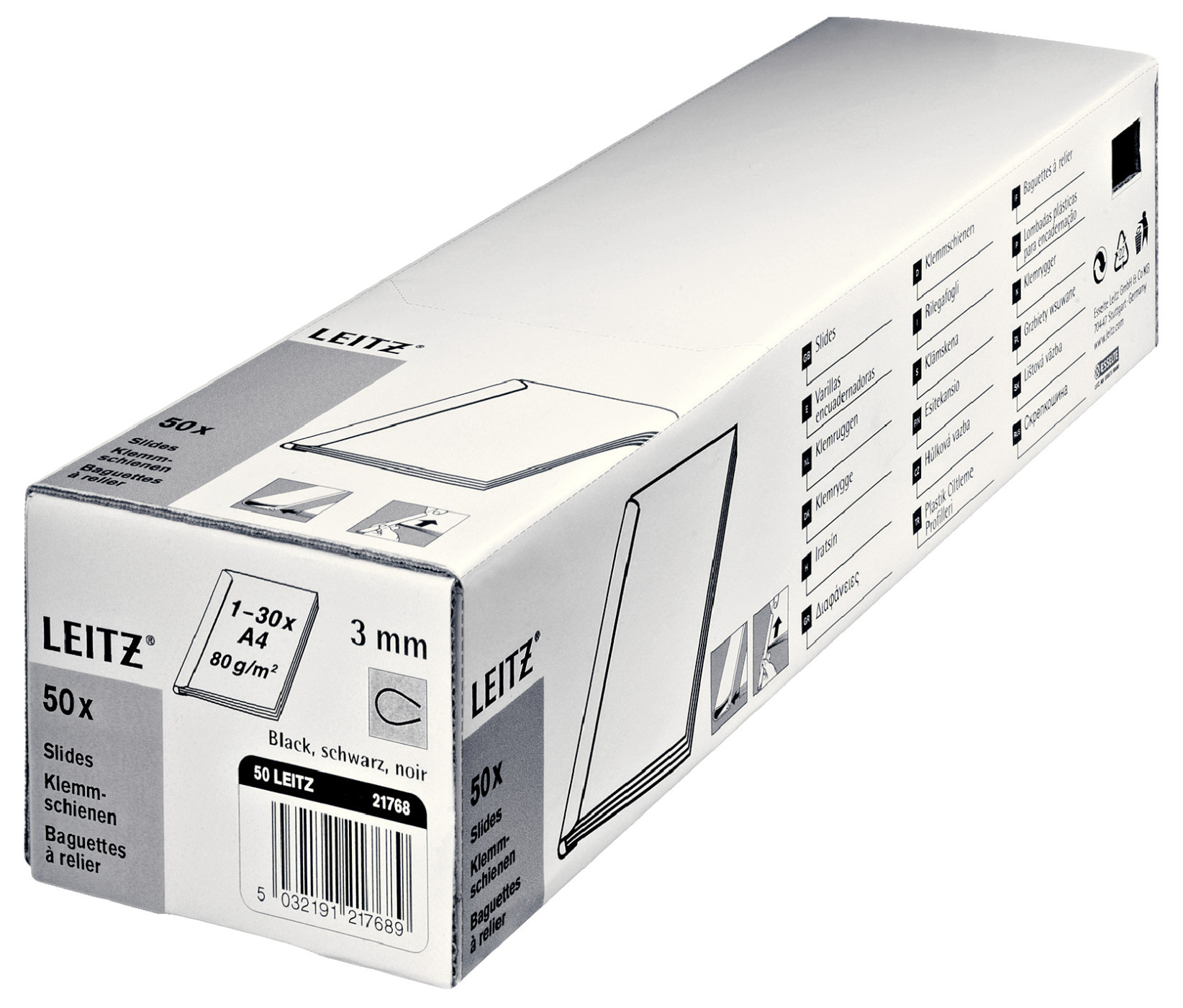 Grzbiety wsuwane Leitz  3mm. 50szt. czarne