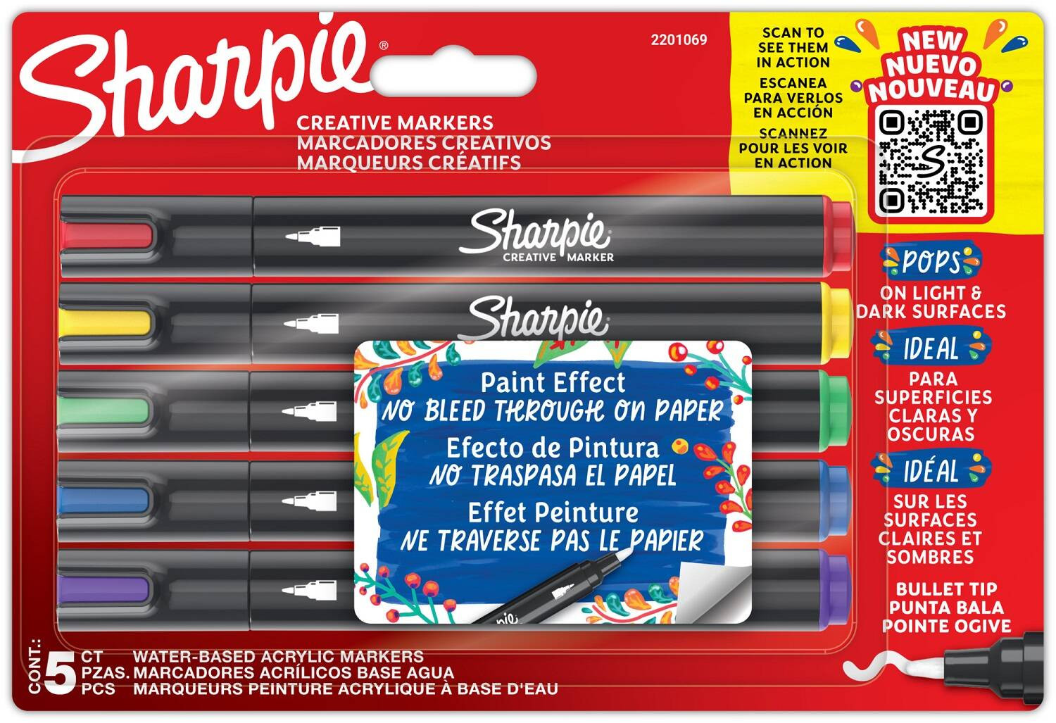 Marker kreatywny akrylowy Sharpie F zestaw 5 kolorów