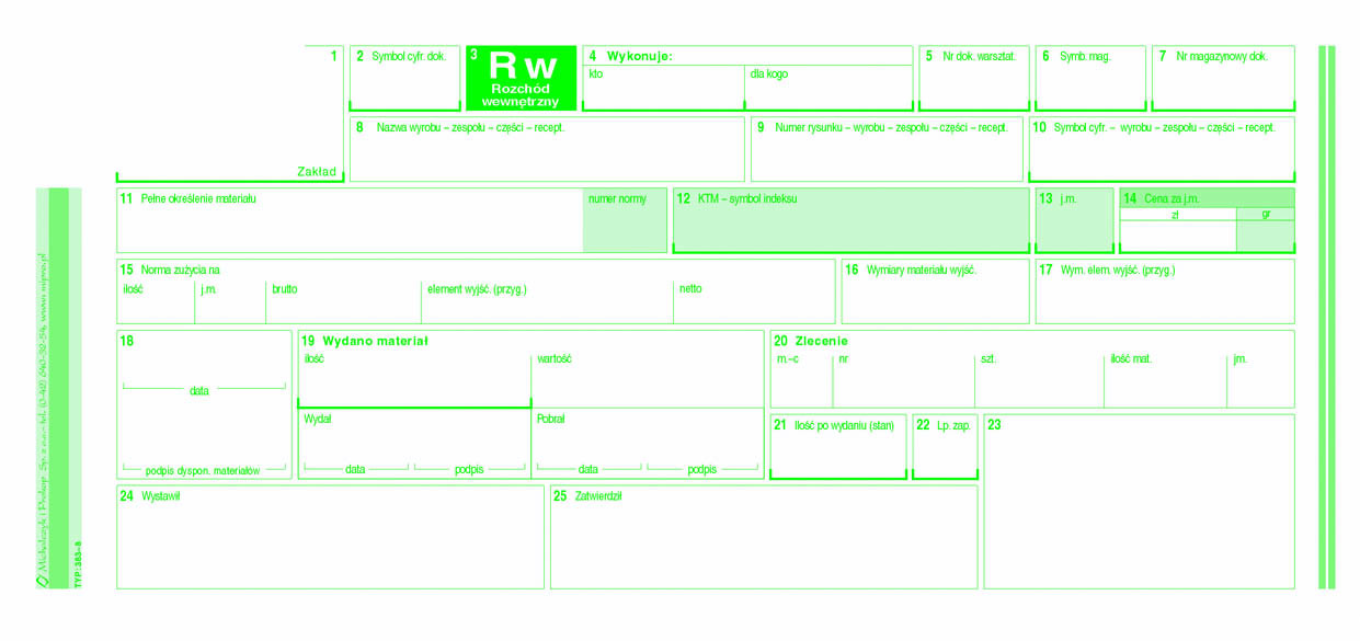Rozchód wewnętrzny jednopozycyjny RW MiP 383-8 1/3 A4