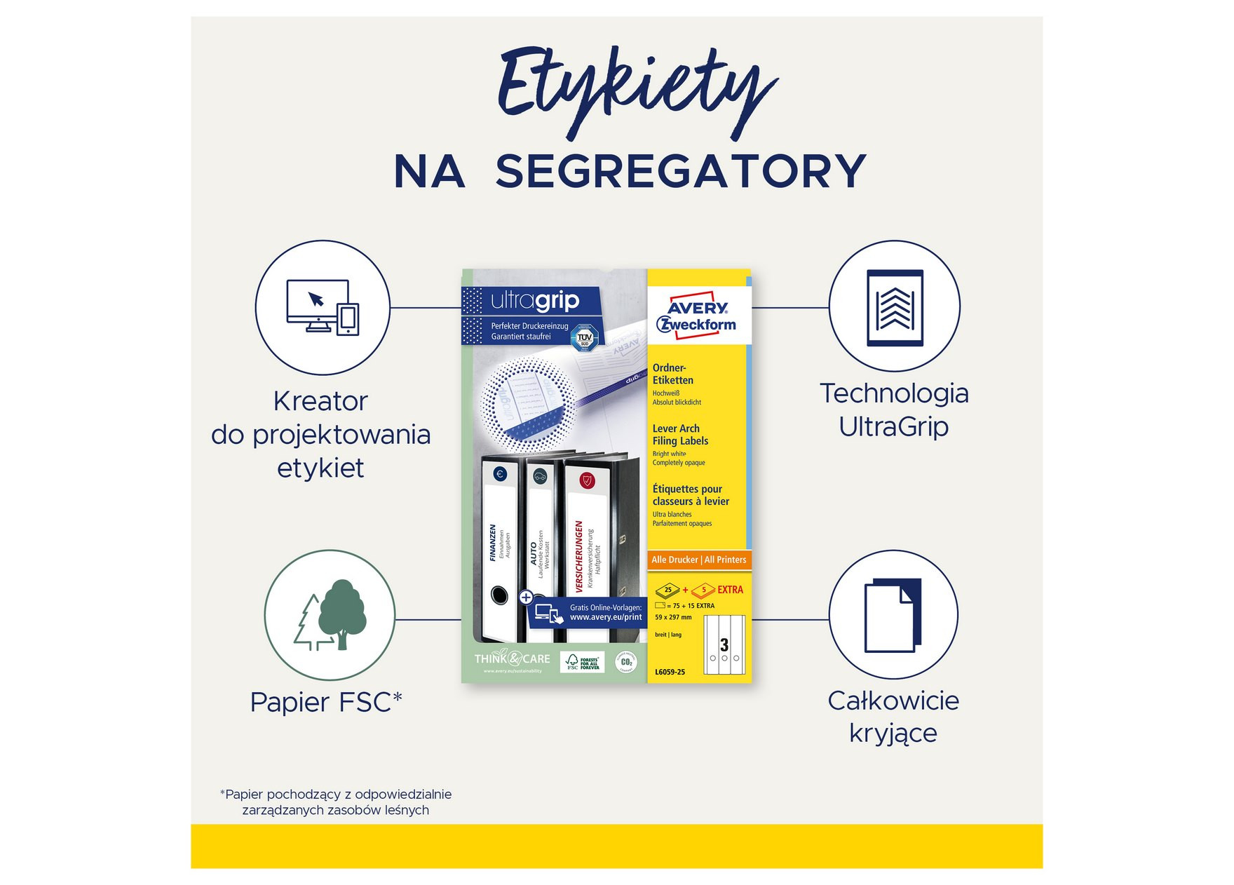 Etykiety na segregatory Avery Zweckform 61x192 mm