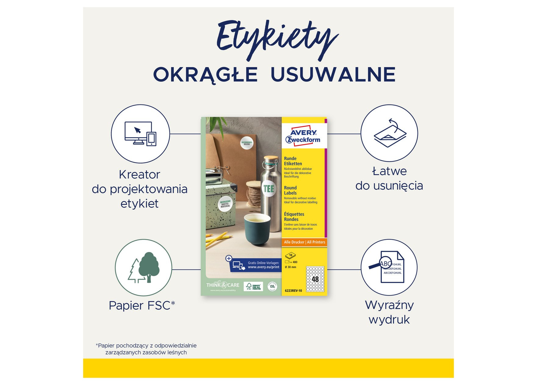 Etykieta okrągła Avery Zweckform 60 mm biała 25szt