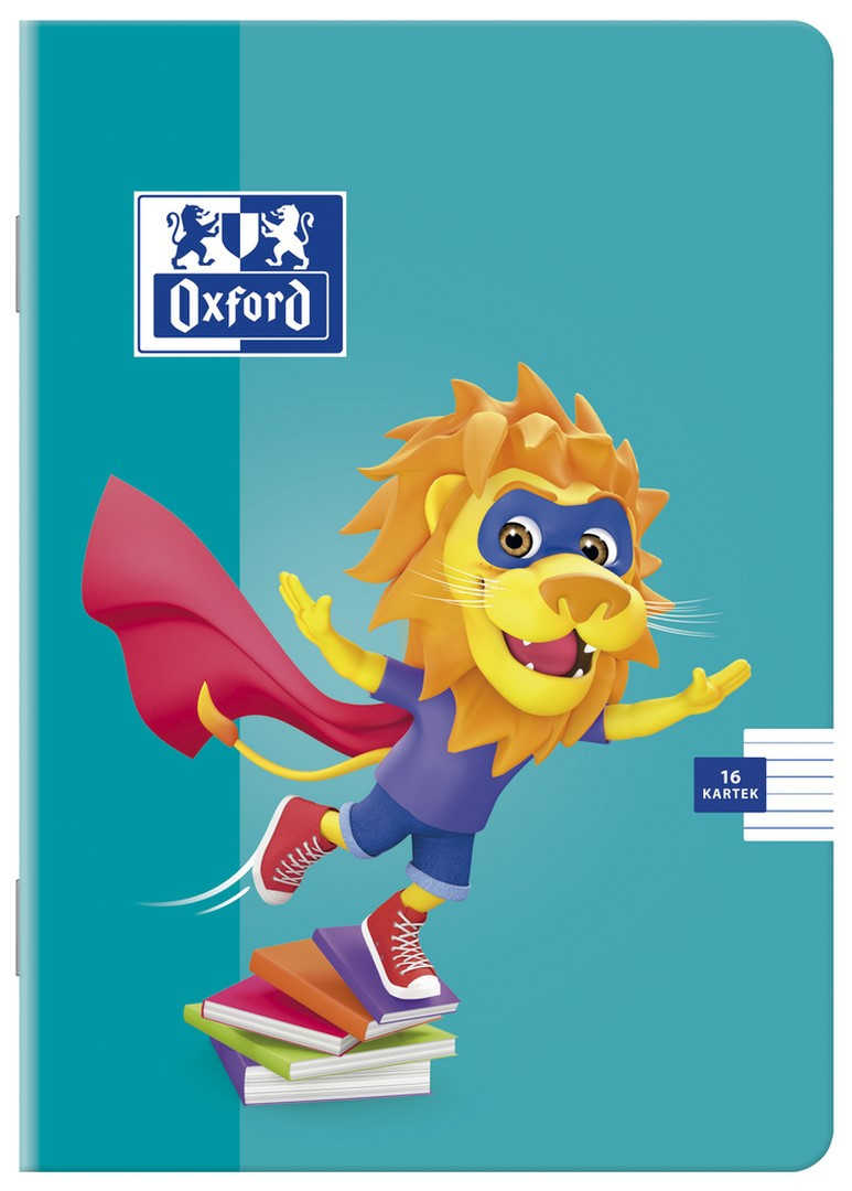 Zeszyt w podwójną linię A5/16 Oxford Lion 90g mix kolorów