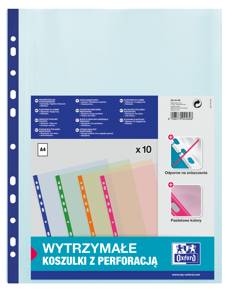 Koszulka krystaliczna Oxford A4/10 100mic mix kolor 400164396
