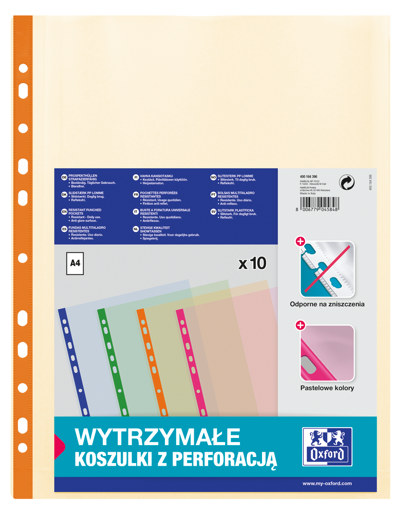 Koszulka krystaliczna Oxford A4/10 100mic mix kolor 400164396